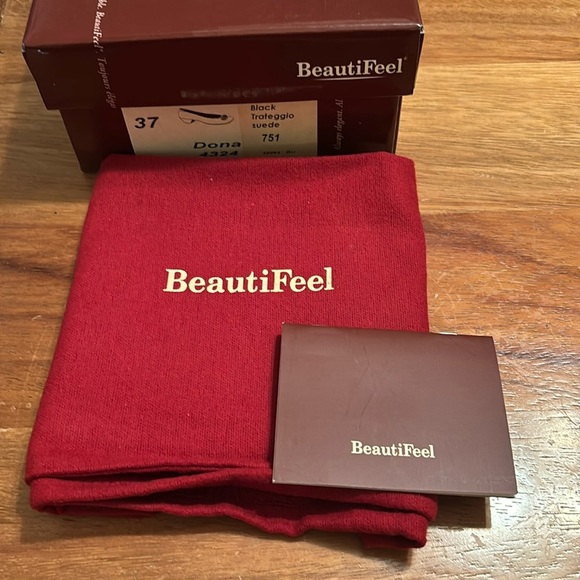 BEAUTIFEEL Dona Pump Black Trateggio Suede Floral Rosette Comfort Low Heel - Picture 8 of 8